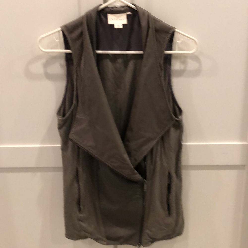 Leather / fabric vest dark gray